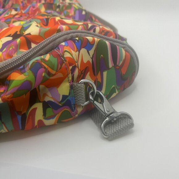 Kipling Multicolor Printed Crossbody Bag With Adjustable Grey Strap & Zipper Poc - Picture 8 of 12